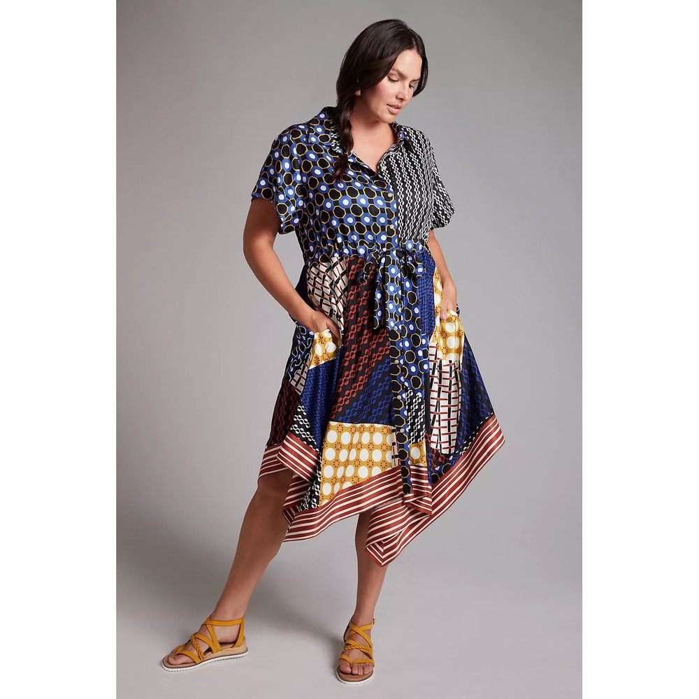 Maeve by Anthropologie Contrast Midi Shirtdress Mixed Print Size 3X